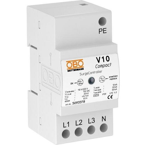 OBO-V10 Compact - 255 : Chống sét 3 pha 230/400V - Imax 60kA