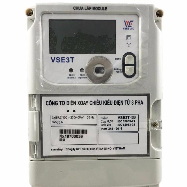 Vinasino - VSE3T-5b: Công tơ điện 2 chiều 3 pha